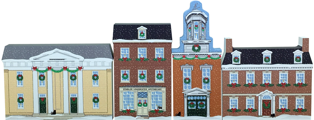 Historic Alexandria Christmas set shown setting side by side.