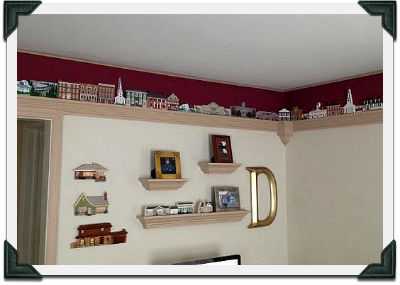 Drejas family Cat's Meow collection used as a border in their home.