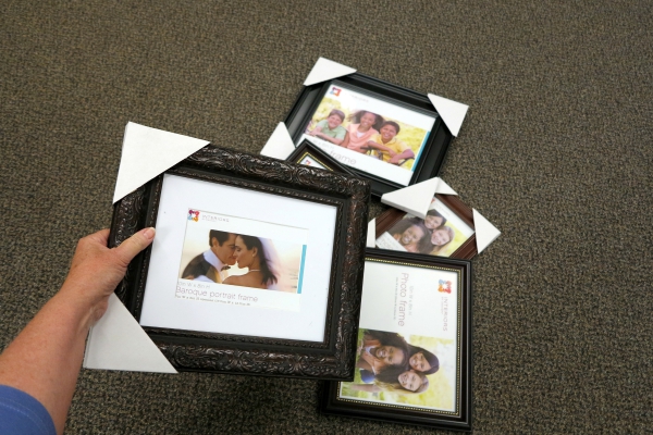 A variety of picture frames purchased from Family Dollar store.