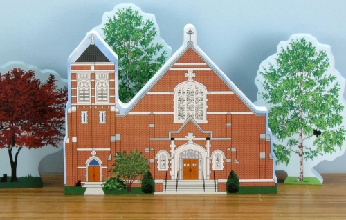 Example of a church created by Cat's Meow Village for congregational purchases.