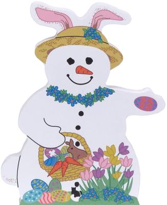Easter Snowman keepsake with Easter Eggs handcrafted by The Cat's Meow Village from 3/4" thick wood.