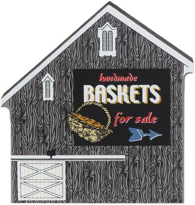 Wooden shelf sitter décor of the Basket Barn handcrafted in the U.S. by The Cat’s Meow Village