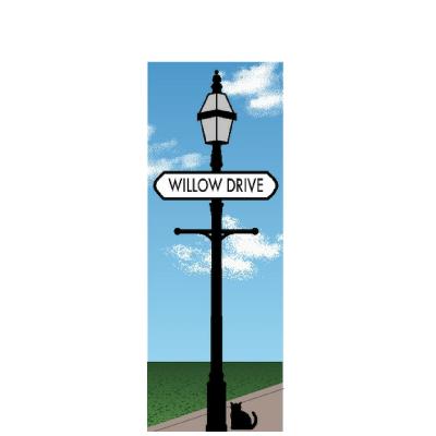 Personalize this Cat's Meow street sign keepsake with your street or road name.