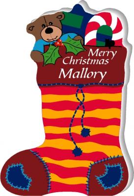 Personalized Christmas Stocking handcrafted in wood to set on your shelf, by The Cat's Meow Village