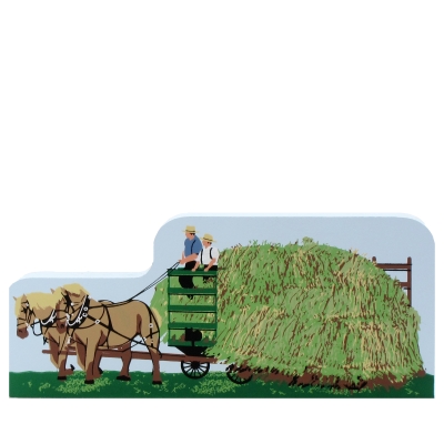 Amish hay wagon handcrafted in 3/4" thick wood by The Cat's Meow Village in the USA