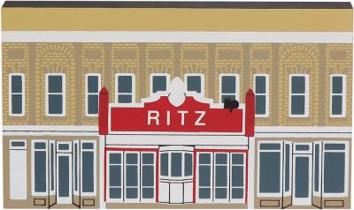 Vintage Ritz Theater from Series XII handcrafted from 3/4" thick wood by The Cat's Meow Village in the USA