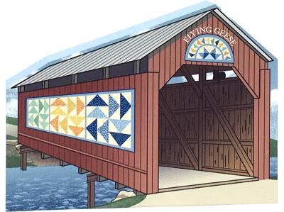 Flying Geese Covered Bridge handcrafted by The Cat’s Meow Village and made in the USA.