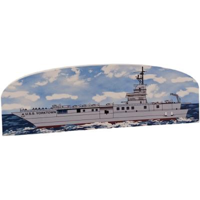 Handheld wooden replica of the USS Yorktown you can add to your home or office decor to remember your trip to Charleston, SC. Handcrafted in the USA of 3/4" wood with colorful details on the front and history on the back.