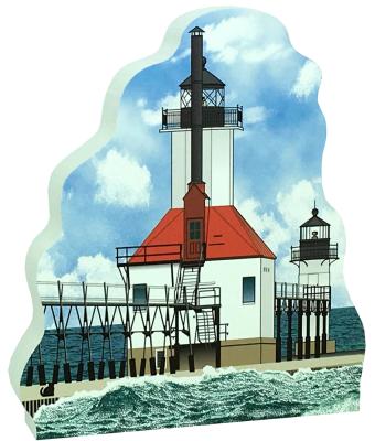 Get your paws on this St. Joseph North Pier Lights if you are a lighthouse lover! Handcrafted of 3/4" thick wood by The Cat's Meow Village. Made in the USA.