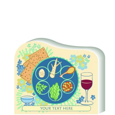 Passover Seder Plate replica you can personalize to share with family. Handcrafted in 3/4" thick wood by The Cat's Meow Village in Wooster, Ohio. 