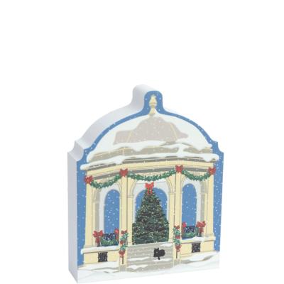 Your holiday decor will benefit from the addition of this bandstand plus the rest of the Salem Christmas Collection. Handcrafted in 3/4" thick wood by The Cat's Meow Village in Wooster, Ohio.