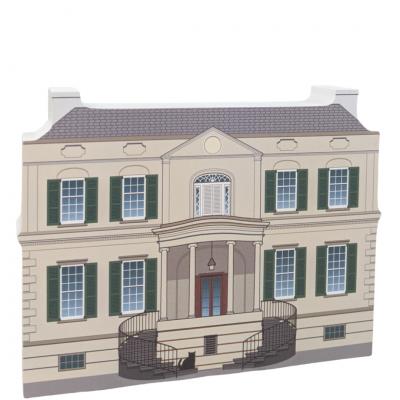 Replica of the Owen's-Thomas House front,Savannah, Georgia.  Handcrafted in 3/4" thick wood by The Cat's Meow Village in the USA.