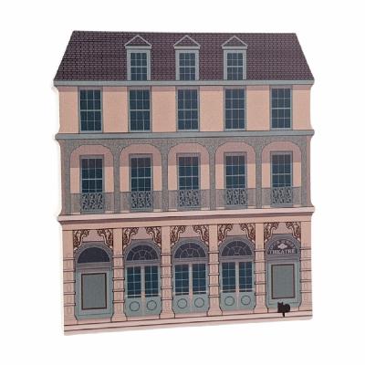 Replica of Dock Street Theater in Charleston, South Carolina. Handcrafted in 3/4" thick wood by The Cat's Meow Village in the USA.
