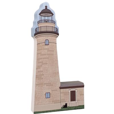 Erie Land Lighthouse, Erie, Pennsylvania. Handcrafted in the USA 3/4" thick wood by Cat’s Meow Village.