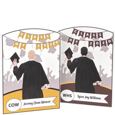 Add your grads style to this graduation commemorative handcrafted in 3/4" thick wood by The Cat's Meow Village in the USA.