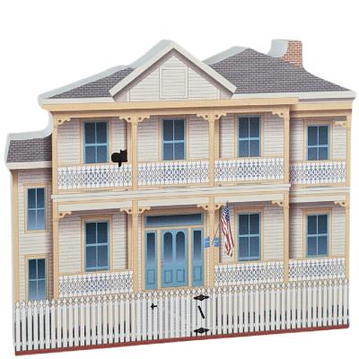 Beautifully detailed replica of Lear / Rocheblave House, Pensacola, Florida. Handcrafted in the USA by Cat's Meow Village.