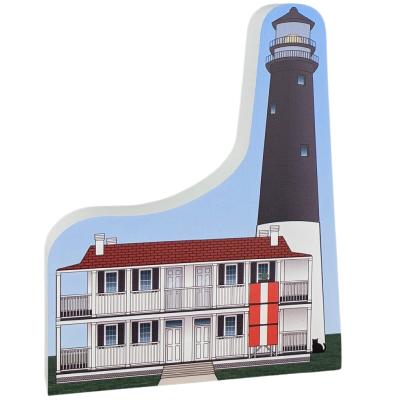 Colorful replica of Pensacola Lighthouse, Pensacola, Florida,  Handcrafted in the USA by Cat's Meow Village.
