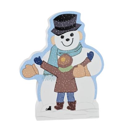 Hugs for You Snowman handcrafted in 3/4" thick wood by The Cat's Meow Village in Wooster, Ohio