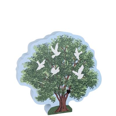 Tree of Hope and Peace, handcrafted in 3/4" thick wood by Cat's Meow Village in the USA.