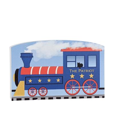 The Patriot Engine for the Pride of America train Collection handcrafted in 3/4" thick wood by The Cat's Meow Village in the USA.