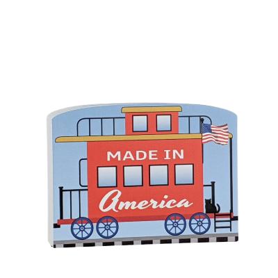 Caboose for the Pride of America train Collection handcrafted in 3/4" thick wood by The Cat's Meow Village in the USA.