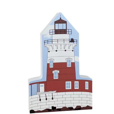 Robbins Reef Light, Bayonne, New Jersey. Handcrafted in the USA 3/4" thick wood by Cat’s Meow Village.