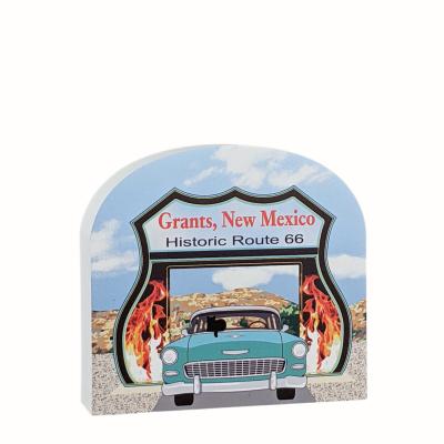 RT 66-Neon Drive Thru, Grants, New Mexico. Handcrafted in the USA 3/4" thick wood by Cat’s Meow Village.