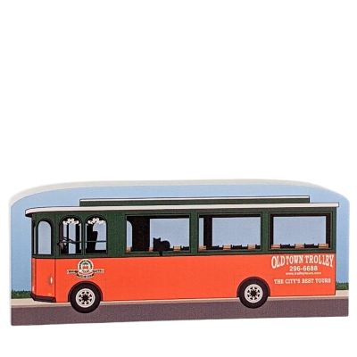 St. Augustine, Old Towne Trolley, Florida. Handcrafted in the USA 3/4" thick wood by Cat’s Meow Village.