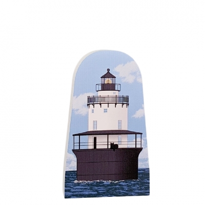 Wooden Replica of Bug Light in Duxbury Massachusetts. Handcrafted by Cats Meow Village in USA