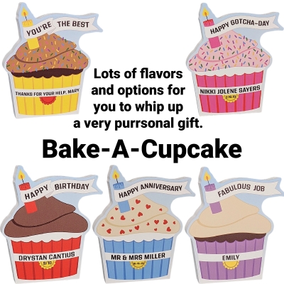 Bake-A-Cupcake as a gift with all the colors and flavors you know they'll love! Handcrafted in 3/4" thick wood by The Cat's Meow Village in Wooster, Ohio.