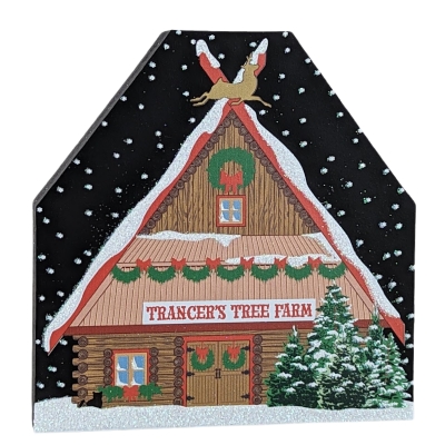 North Pole, Trancer's Tree Farm.  Handcrafted in 3/4" wood by the Cats Meow Village in Wooster, Ohio. 