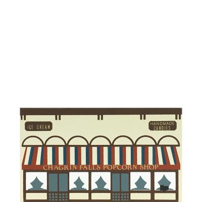 Vintage Chagrin Falls Popcorn Shop from Series IV handcrafted from 3/4" thick wood by The Cat's Meow Village in the USA