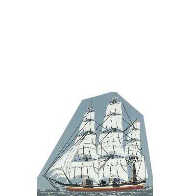 Vintage Clipper Ship Helena from California Gold Rush Series handcrafted from 3/4" thick wood by The Cat's Meow Village in the USA