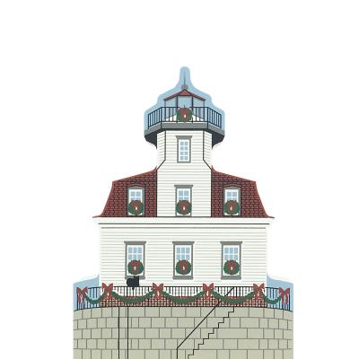 Vintage Esopus Meadows Lighthouse from Hudson River Valley Christmas Series handcrafted from 3/4" thick wood by The Cat's Meow Village in the USA
