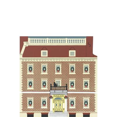 Vintage Fraunces Tavern from New York Christmas Series handcrafted from 3/4" thick wood by The Cat's Meow Village in the USA