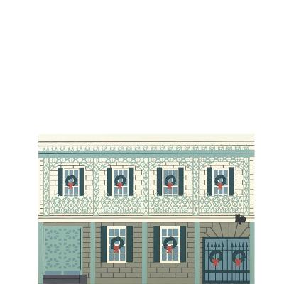 Vintage Gallier House from New Orleans Christmas Series handcrafted from 3/4" thick wood by The Cat's Meow Village in the USA