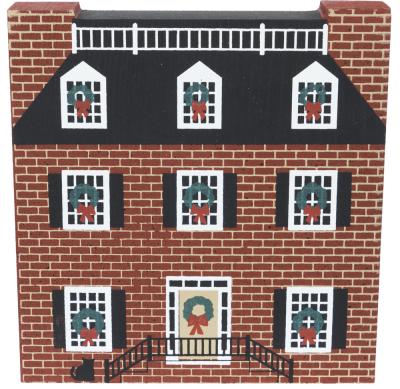Vintage Lafayette Square House from Savannah Christmas Series handcrafted from 3/4" thick wood by The Cat's Meow Village in the USA