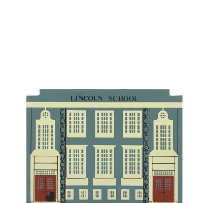 Vintage Lincoln School from Series VI handcrafted from 3/4" thick wood by The Cat's Meow Village in the USA
