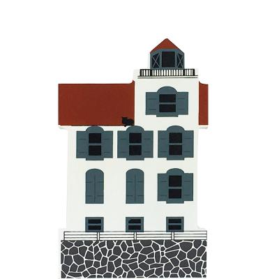 Vintage Lorain Lighthouse from Nautical Series handcrafted from 3/4" thick wood by The Cat's Meow Village in the USA