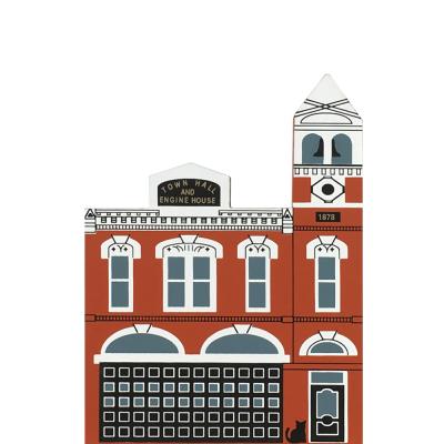 Vintage Medina Firehouse from Series VIII handcrafted from 3/4" thick wood by The Cat's Meow Village in the USA