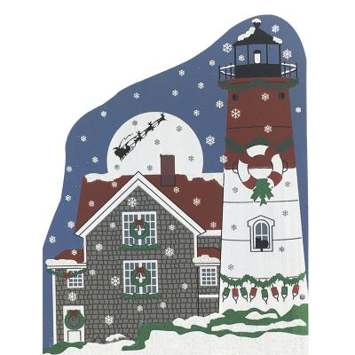 Vintage Nauset Beach Lighthouse from Lighthouse Christmas Series handcrafted from 3/4" thick wood by The Cat's Meow Village in the USA