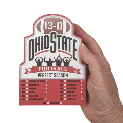 Ohio State University Football 2019 Perfect Season Commemorative handcrafted in 3/4" thick wood by The Cat's Meow Village in Wooster, Ohio.