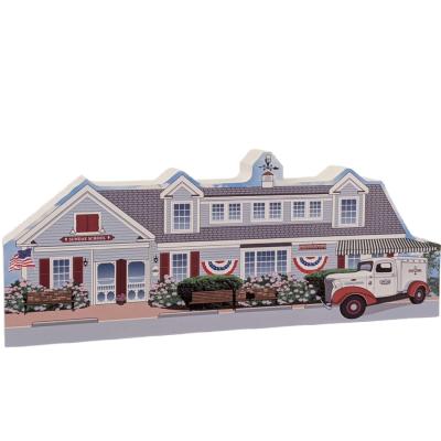 Lovely detailed replica of the Sundae School Ice Cream shop, Dennis Port, Cape Cod, MA.  Handcrafted in the USA 3/4" thick wood by Cat’s Meow Village.