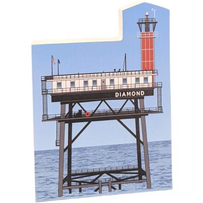 Diamond Shoals Light, Cape Hatteras, North Carolina.  Handcrafted in the USA 3/4" thick wood by Cat’s Meow Village.