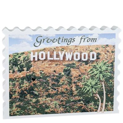 Hollywood Sign Postcard, Los Angeles, California.  Handcrafted by Cat's Meow Village in the USA.