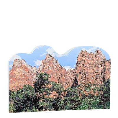 Court of the Patriarchs, Zion National Park, Utah. Handcrafted in the USA 3/4" thick wood by Cat’s Meow Village.
