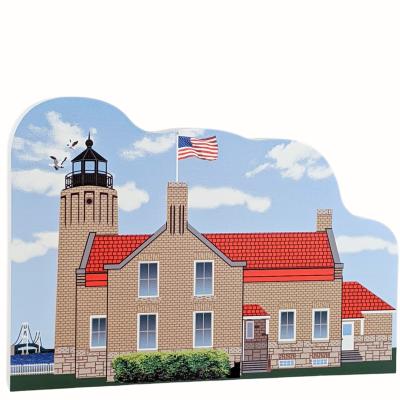Old Mackinac Point Lighthouse, Mackinaw City, Michigan, Handcrafted in the USA 3/4" thick wood by Cat’s Meow Village.