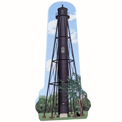 Finns Point Lighthouse, Pennsville, New Jersey.  Handcrafted in the USA 3/4" thick wood by Cat’s Meow Village.
