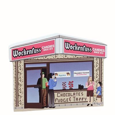 Wockenfuss Candies on the boardwalk in Ocean City, Maryland. Handcrafted wooden replica for your home by The Cat's Meow Village in the USA.