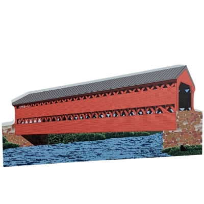 Wooden collectible of the Sachs or Sauck's Covered Bridge in Adams County, PA. handcrafted in the USA by The Cat's Meow Village.